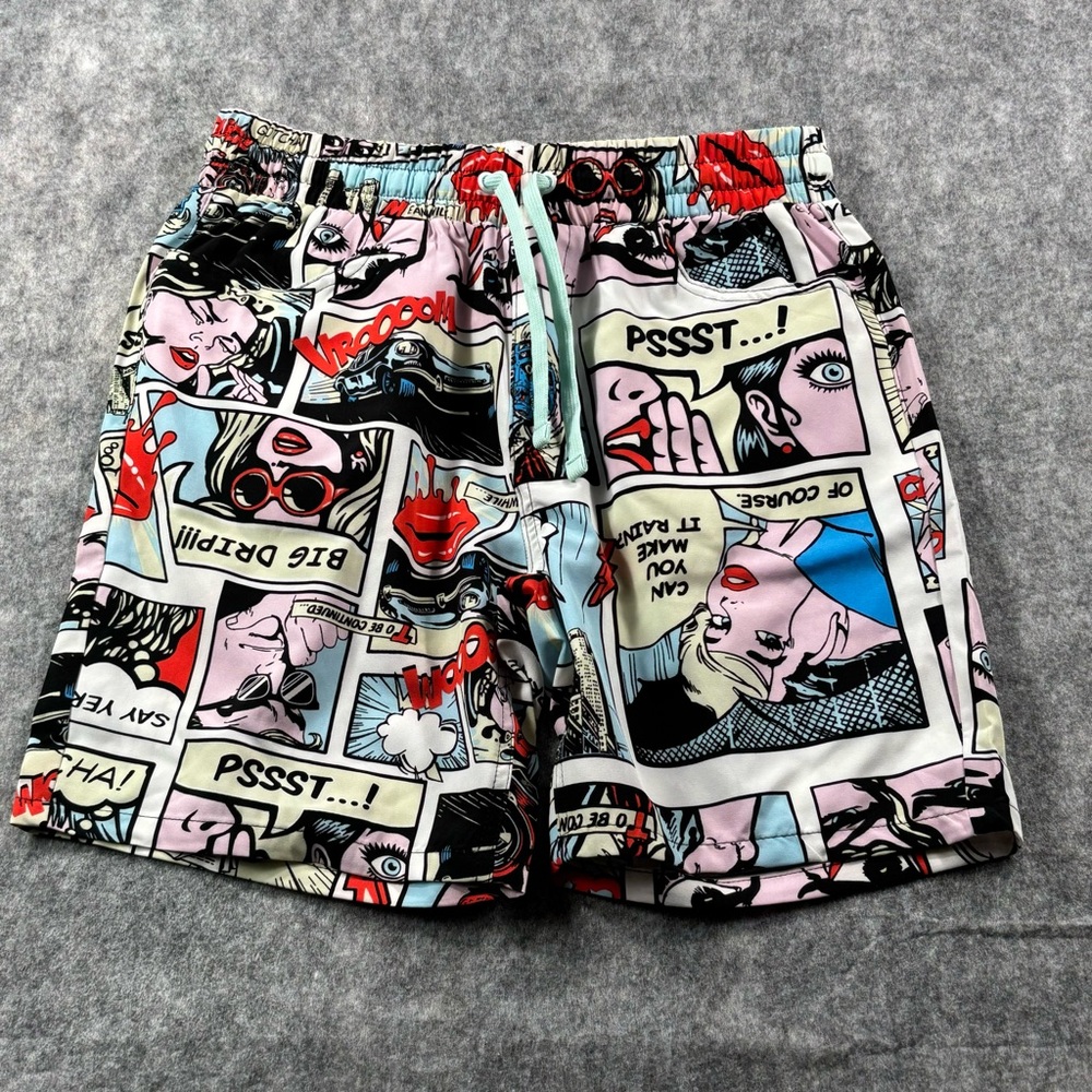 Oh Snap by Drill Clothing Co. Mens Multicolor Comic Strip Shorts Size M‎